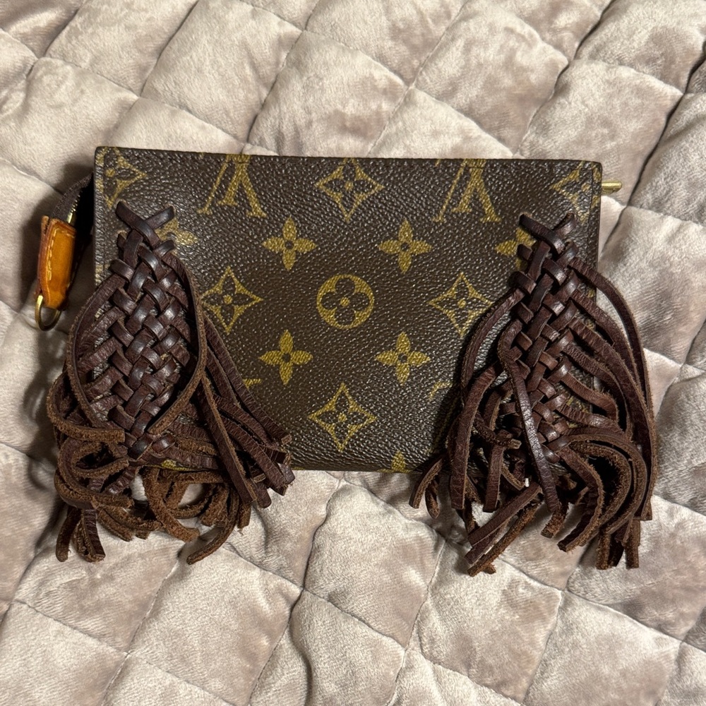 Louis Vuitton Brown Monogram Pouch with Braided Tassels